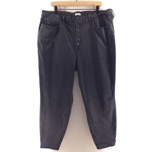 Good American Womens Jeans High Rise Button Fly 20 Black Stretch GLEAF739BT